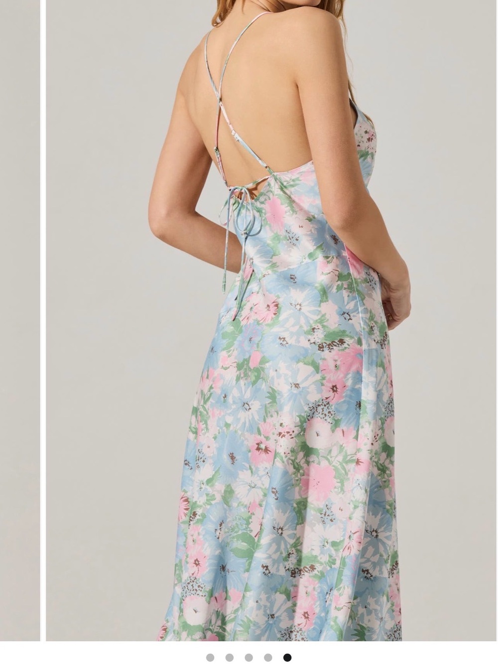 Astr Floral Maxi Slip Dress in Mint with Yellow, Pink & Blue Flowers - Picture 6 of 6